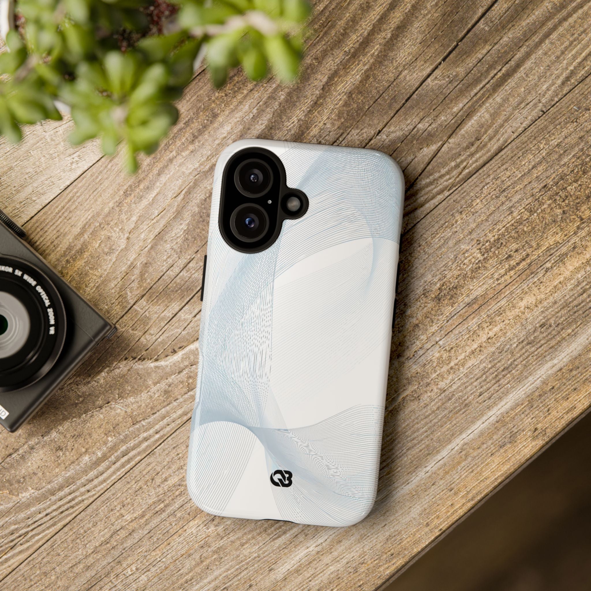 White Tough Phone Case for iPhone - Arctic Line Current