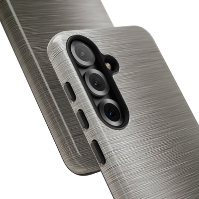 Grey Tough Phone Case for Samsung - Brushed Industrial Steel