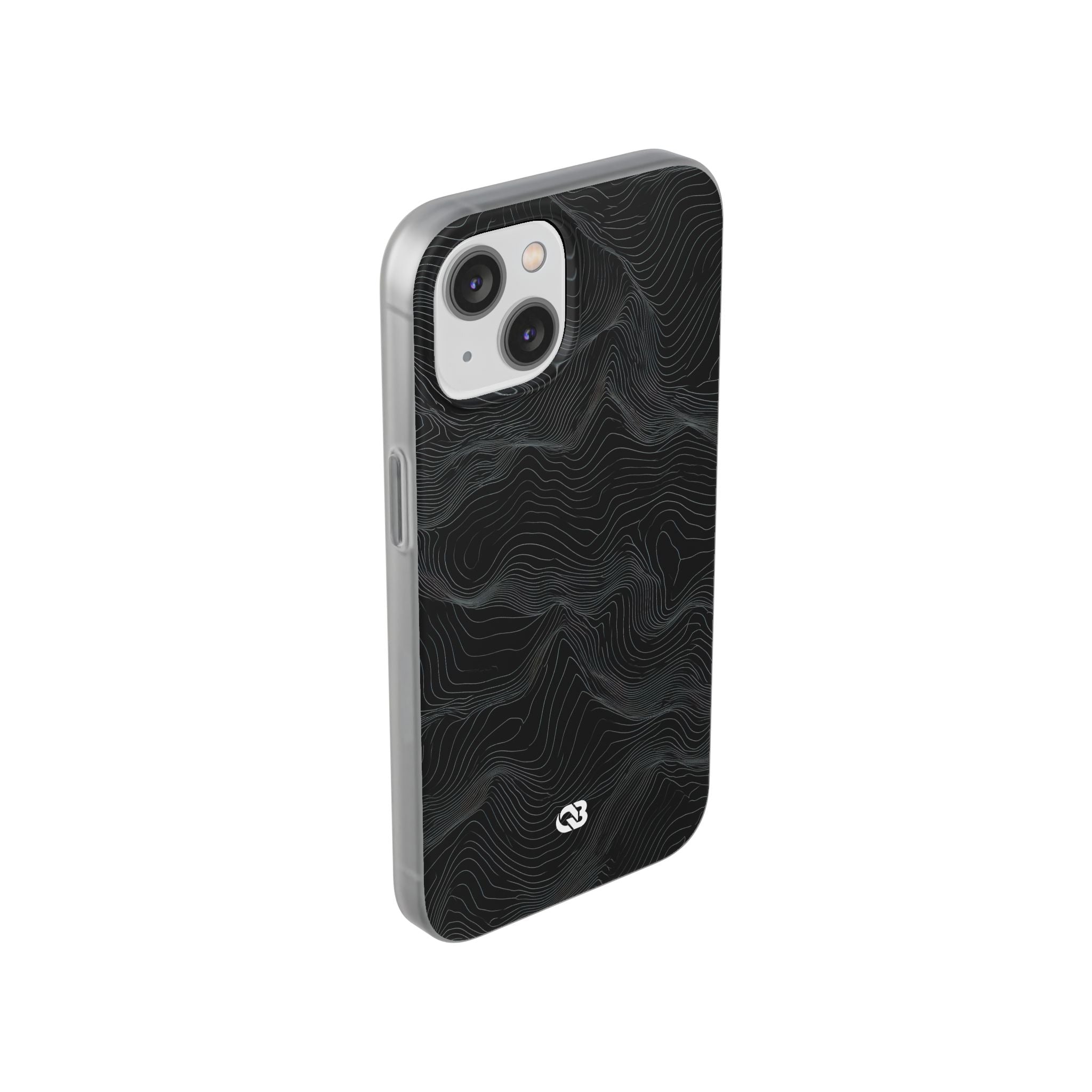 Black Lite Phone Case for iPhone - Obsidian Topo Wireframe