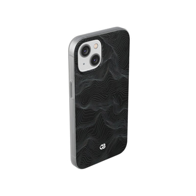 Black Lite Phone Case for iPhone - Obsidian Topo Wireframe