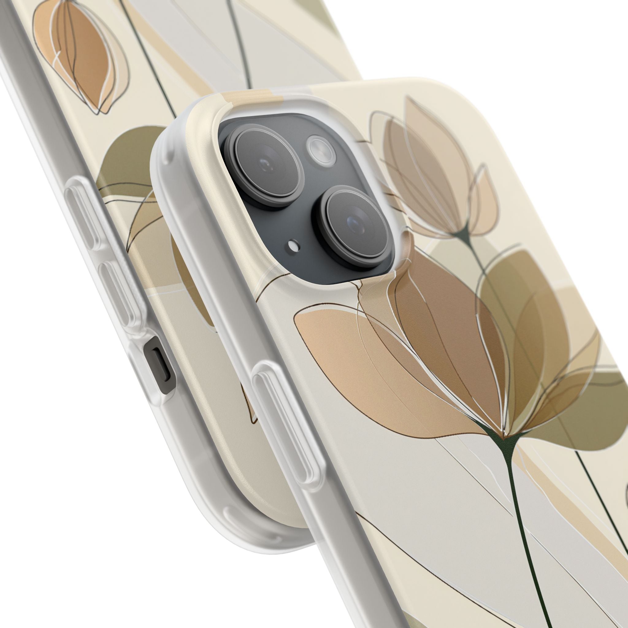 Beige Lite Phone Case for iPhone - Muted Ochre Petals