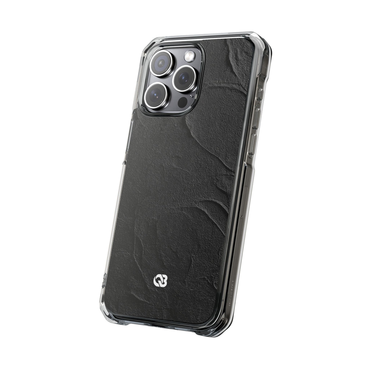 Obsidian Stucco Relief · Clear Impact Magnetic Phone Case for iPhone ·  Black