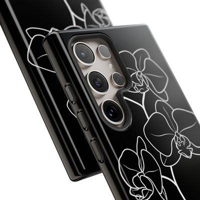 Black Tough Phone Case for Samsung - Noir Alabaster Orchid
