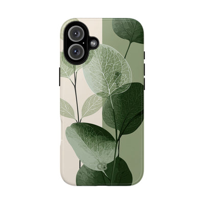 Green Tough Phone Case for iPhone - Sage Leaf Skeletals