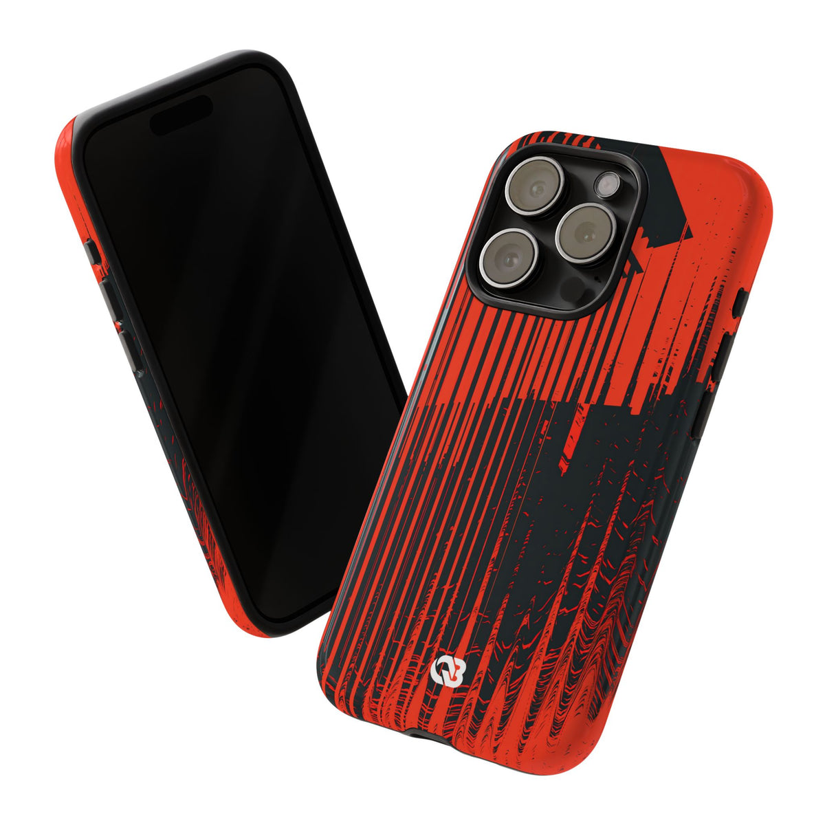 Red Tough Phone Case for iPhone - Crimson Brutalist Distortion