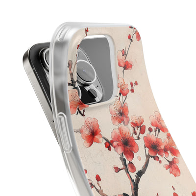 Crimson Silk Flora · Soft Custodia per iPhone