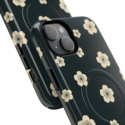 Teal Tough 2.0 Magsafe Phone Case for iPhone - Obsidian Cream Petals