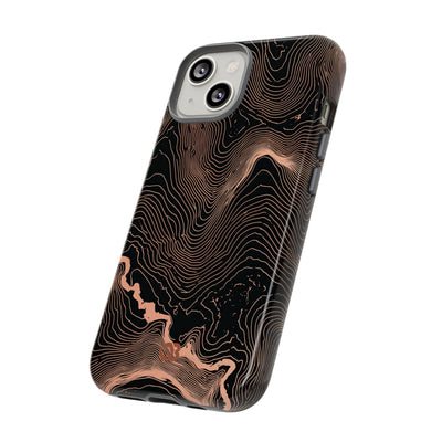 Orange Tough Phone Case for iPhone - Salmon Ridge Topo