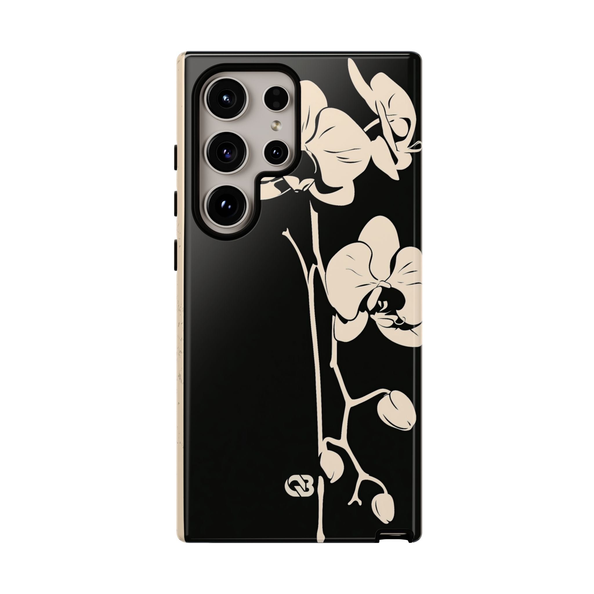 Black Tough Phone Case for Samsung - Obsidian Bone Orchid