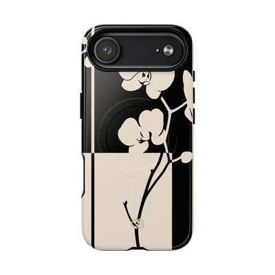 Beige Tough 2.0 Magsafe Phone Case for iPhone - Nocturnal Orchid Frame