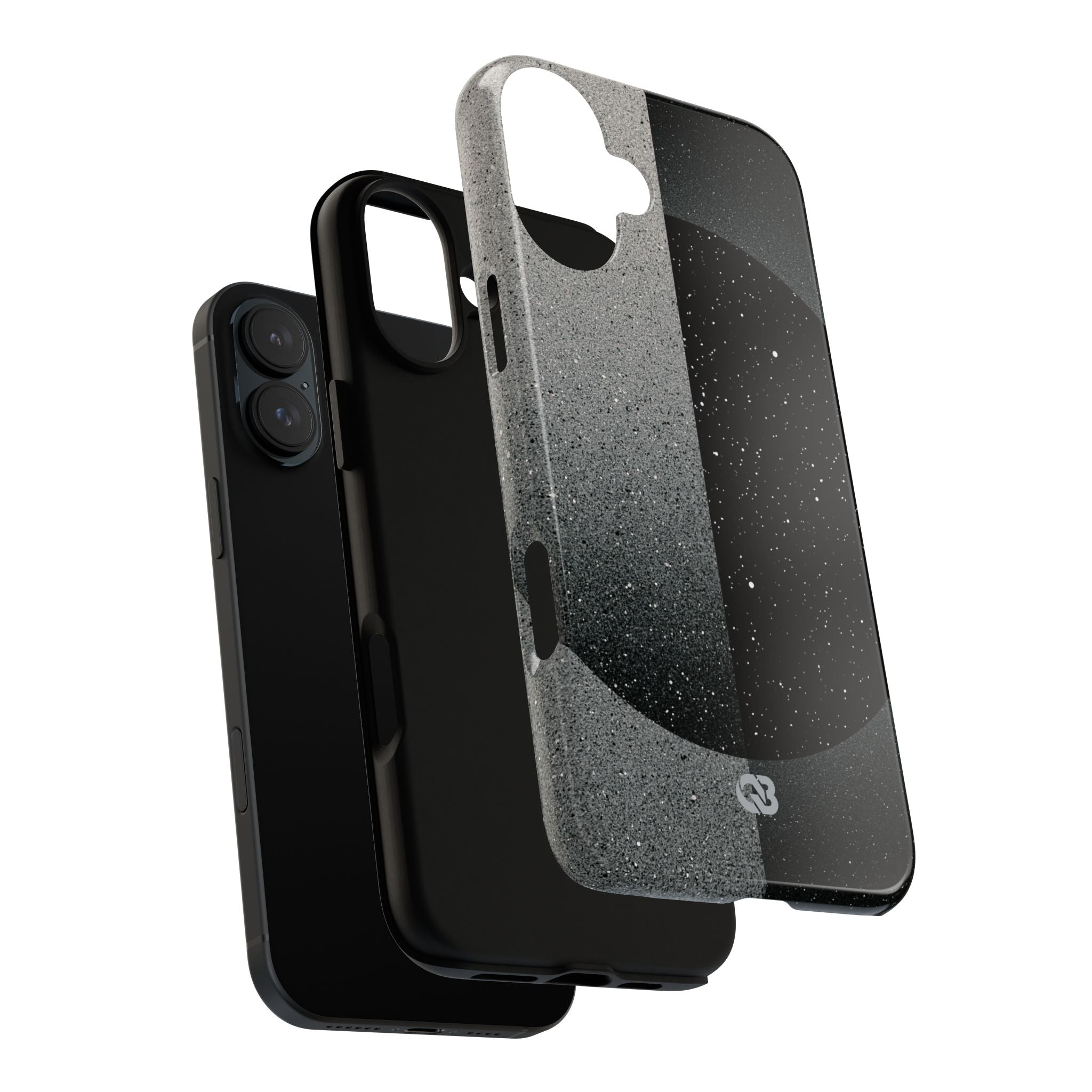 Black Tough Phone Case for iPhone - Lunar Static Orbit