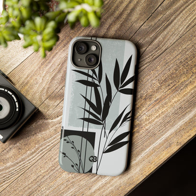 Grey Tough Phone Case for iPhone - Sage Bamboo Noir