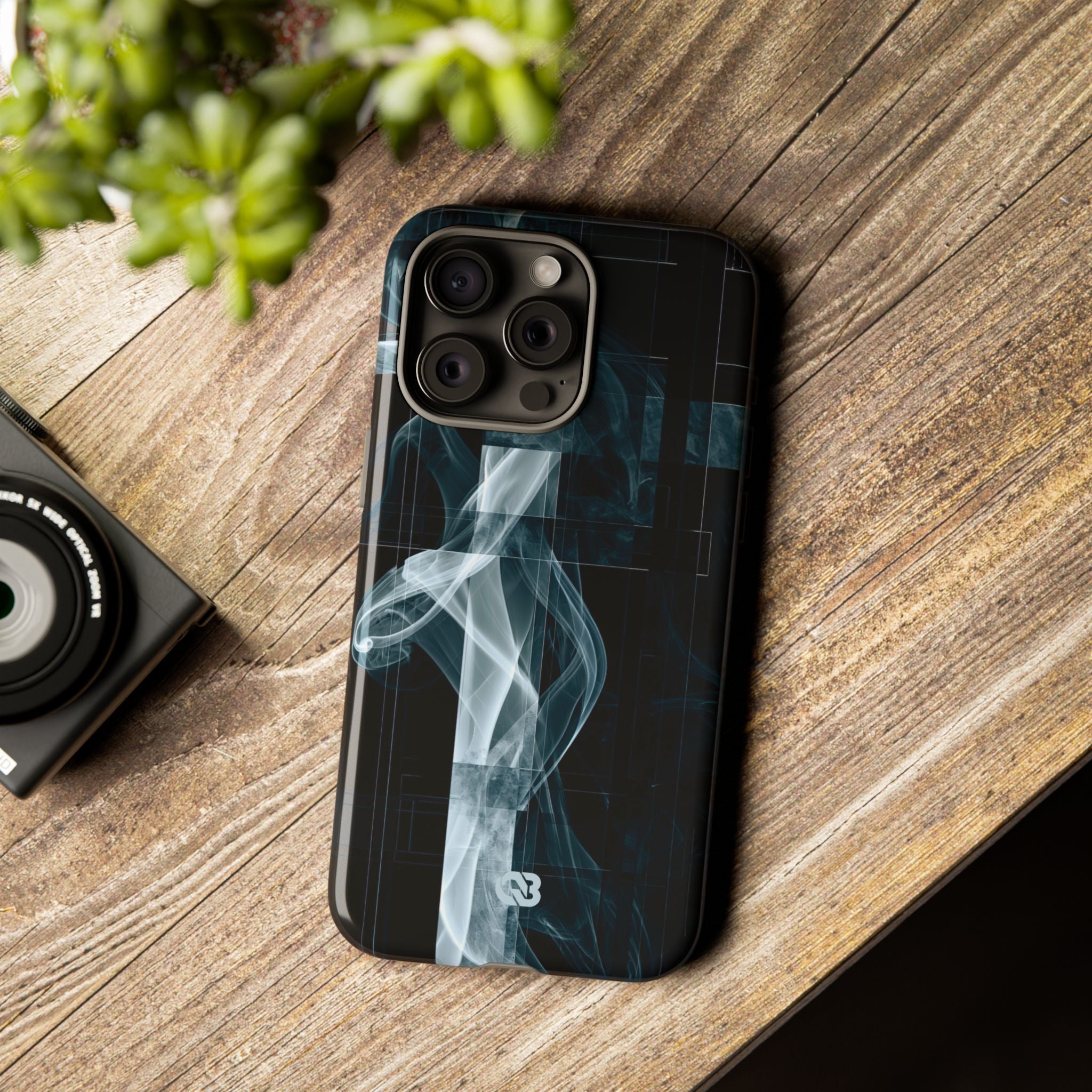 Black Tough Phone Case for iPhone - Arctic Vapor Grid