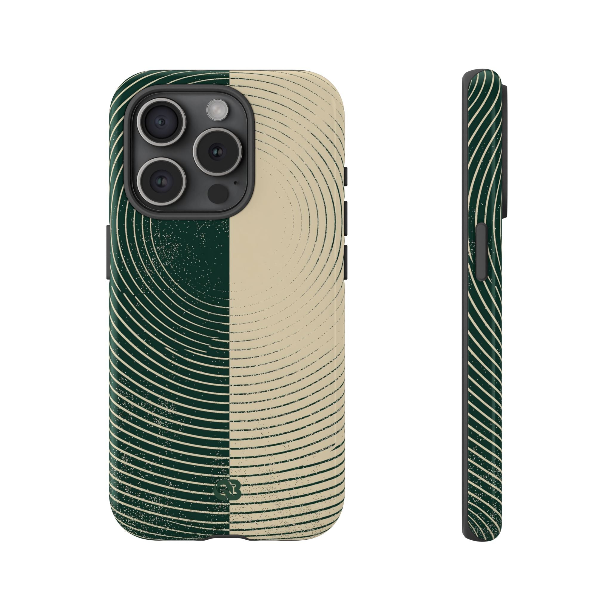 Green Tough Phone Case for iPhone - Evergreen Split Grain