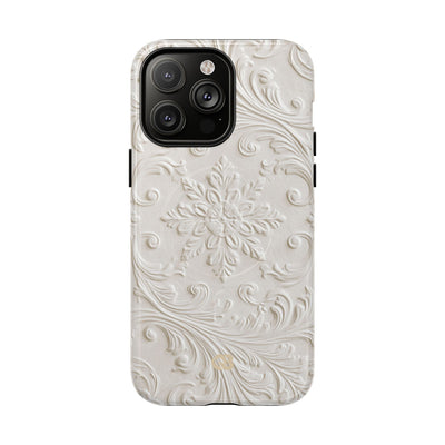 White Tough 2.0 Magsafe Phone Case for iPhone - Alabaster Floral Relief