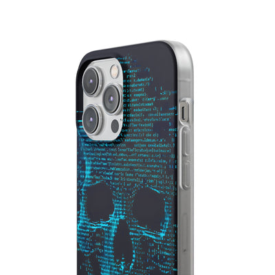 Cyan Glitch Skull · Soft Phone Case for iPhone