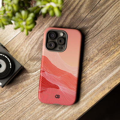 Red Tough Phone Case for iPhone - Crimson Ridge Contour