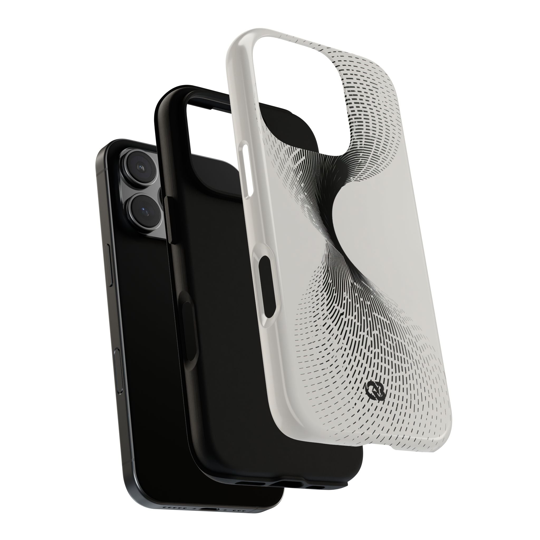 White Tough Phone Case for iPhone - Linear Torsion Grid