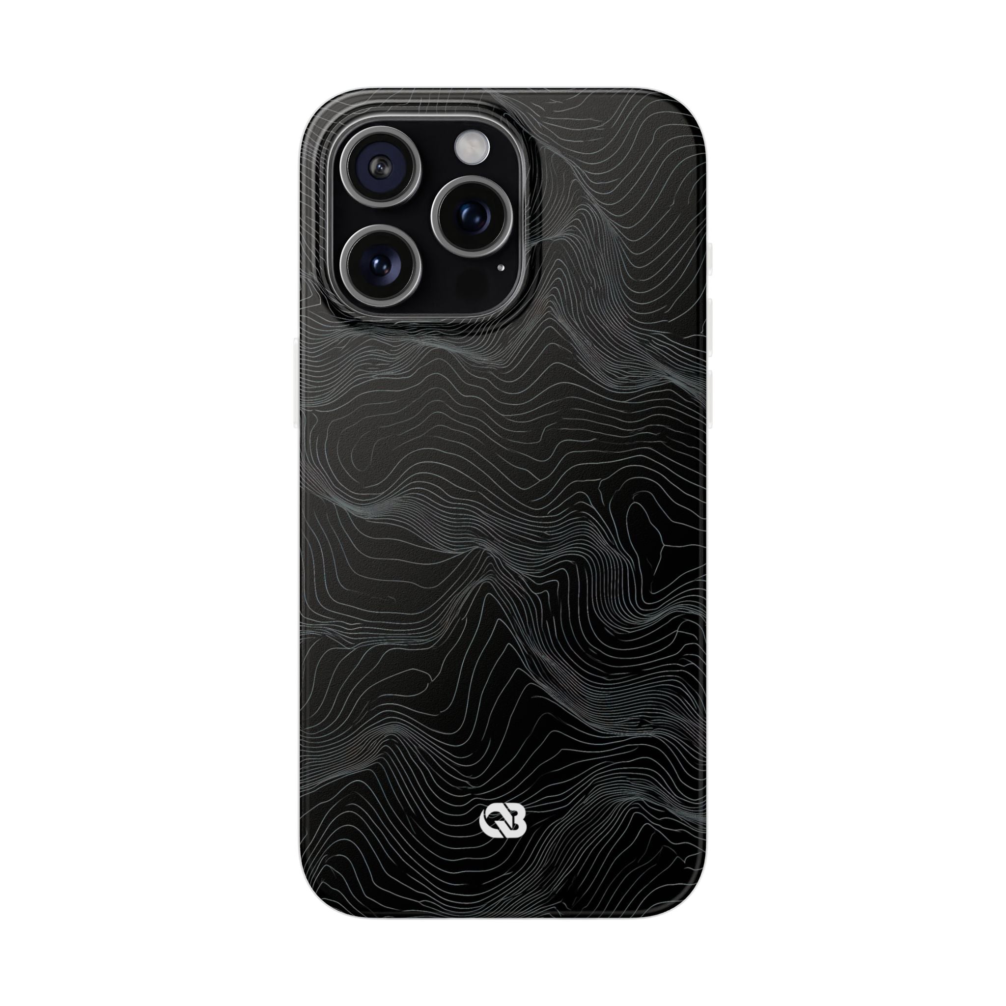 Black Lite Phone Case for iPhone - Obsidian Topo Wireframe