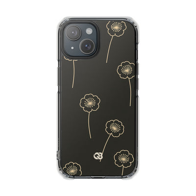 Black Impact MagSafe Phone Case for iPhone - Obsidian Sand Petals