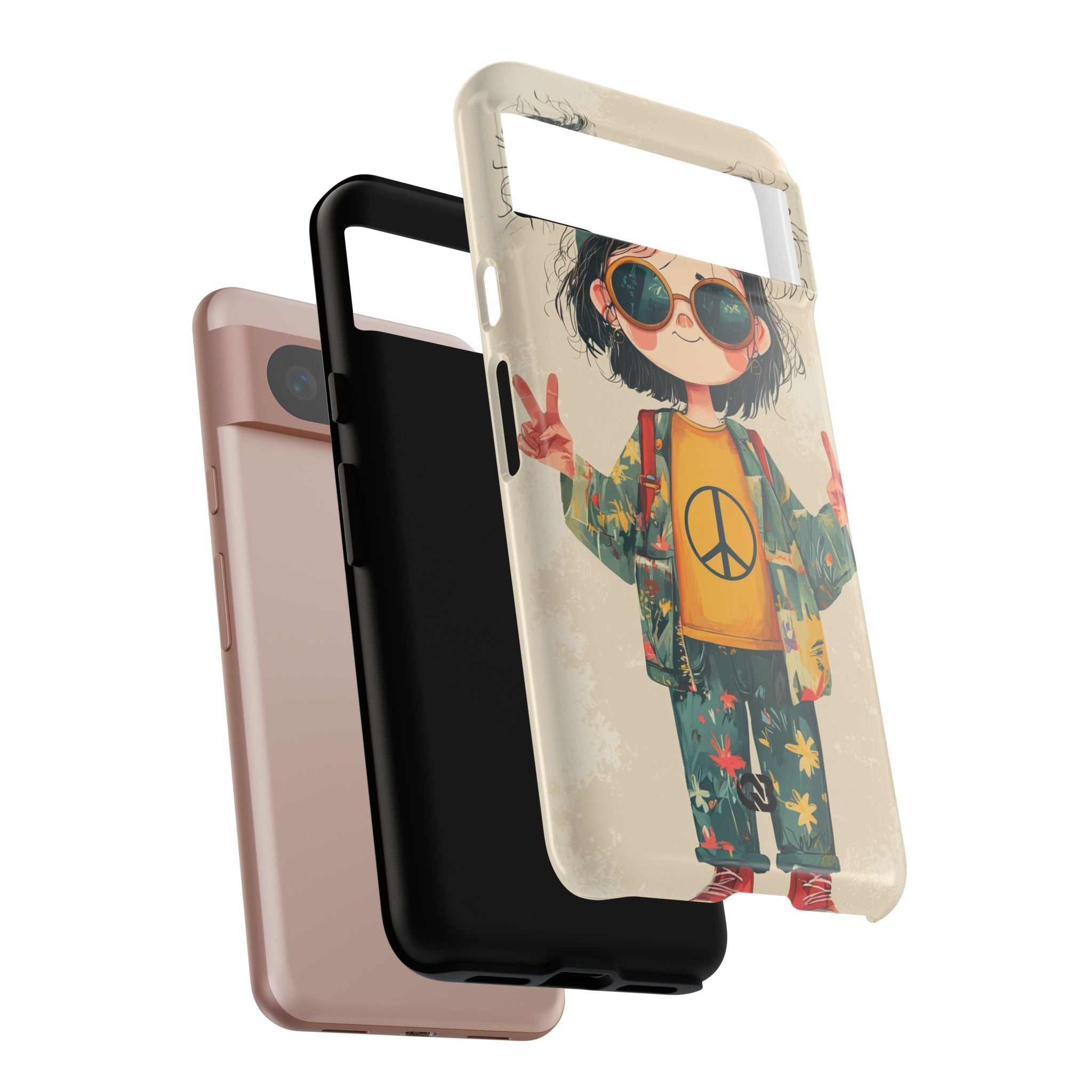 Retro Peace Girl · Coque de téléphone Tough pour Google Pixel