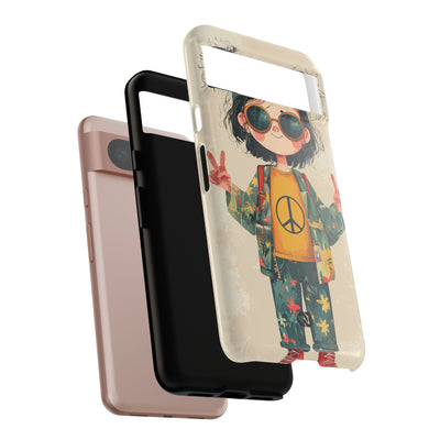 Retro Peace Girl · Coque de téléphone Tough pour Google Pixel