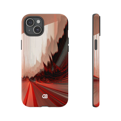 Red Tough Phone Case for iPhone - Crimson Pulse Horizon