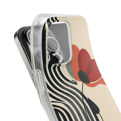 Beige Lite Phone Case for iPhone - Crimson Line Bloom