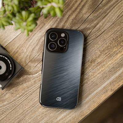 Grey Tough Phone Case for iPhone - Charcoal Brushed Steel
