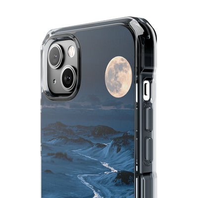 Arctic Moon Drift · Clear Impact Magnetic Phone Case for iPhone · Blue
