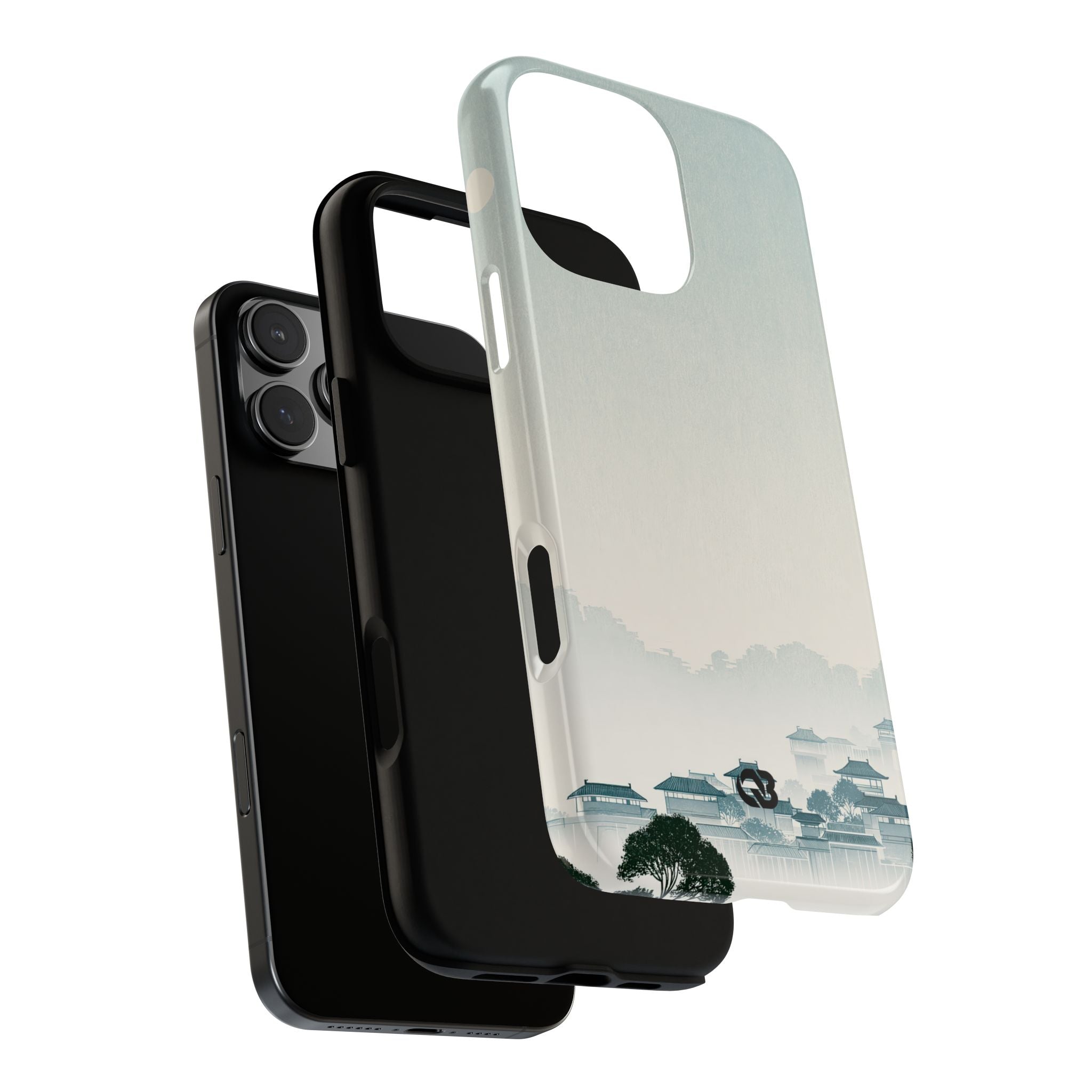 Blue Tough Phone Case for iPhone - Mist Valley Pagoda