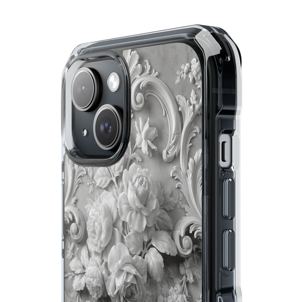 Rococo Marble Rose · Clear Impact Magnetic Phone Case for iPhone · White