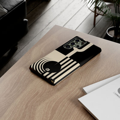 Black Tough Phone Case for Samsung - Ivory Signal Grid