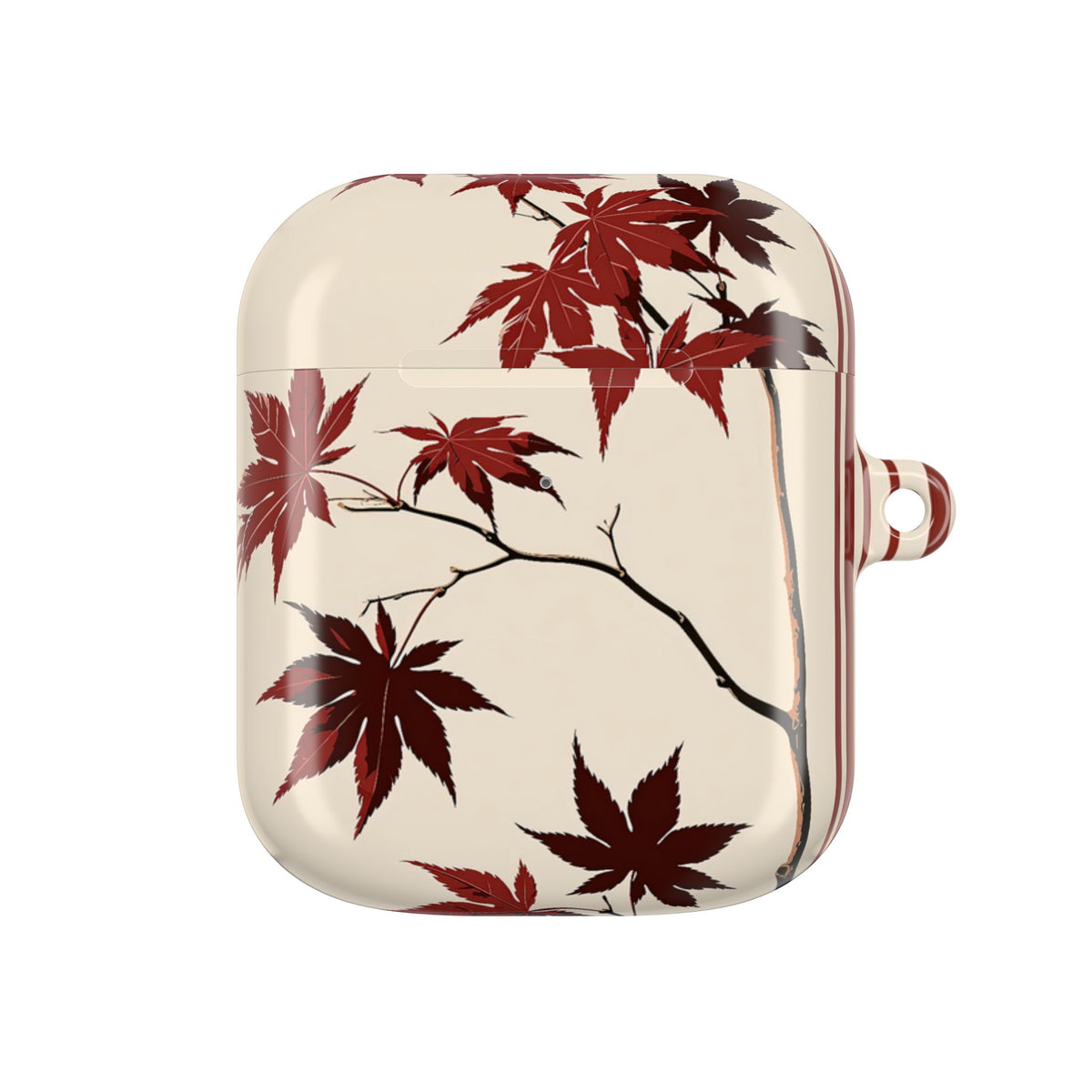 Crimson Maple Branch · Hard Case for AirPods & AirPods Pro · Beige