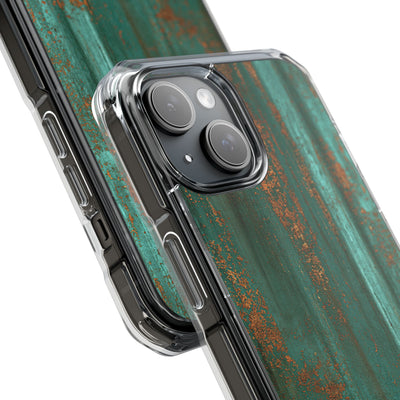Teal Impact MagSafe Phone Case for iPhone - Verdigris Copper Siding