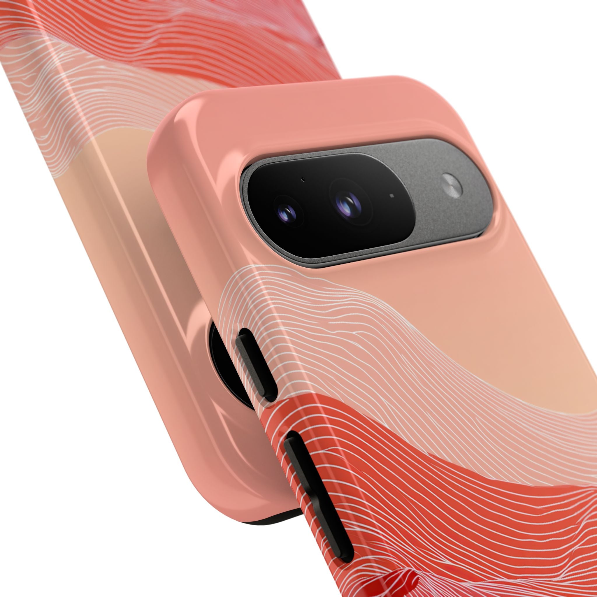 Red Tough Phone Case for Google Pixel - Crimson Ridge Contour