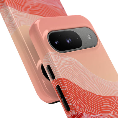 Red Tough Phone Case for Google Pixel - Crimson Ridge Contour