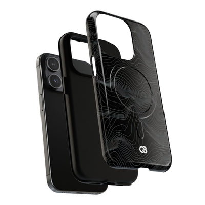 Black Tough 2.0 Magsafe Phone Case for iPhone - Obsidian Topo Wireframe