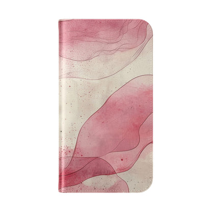 Crimson Ribbon Waves - iPhone 15 Pro Case - Wallet