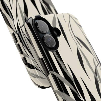 Beige Tough Phone Case for iPhone - Soot Leaf Sketch