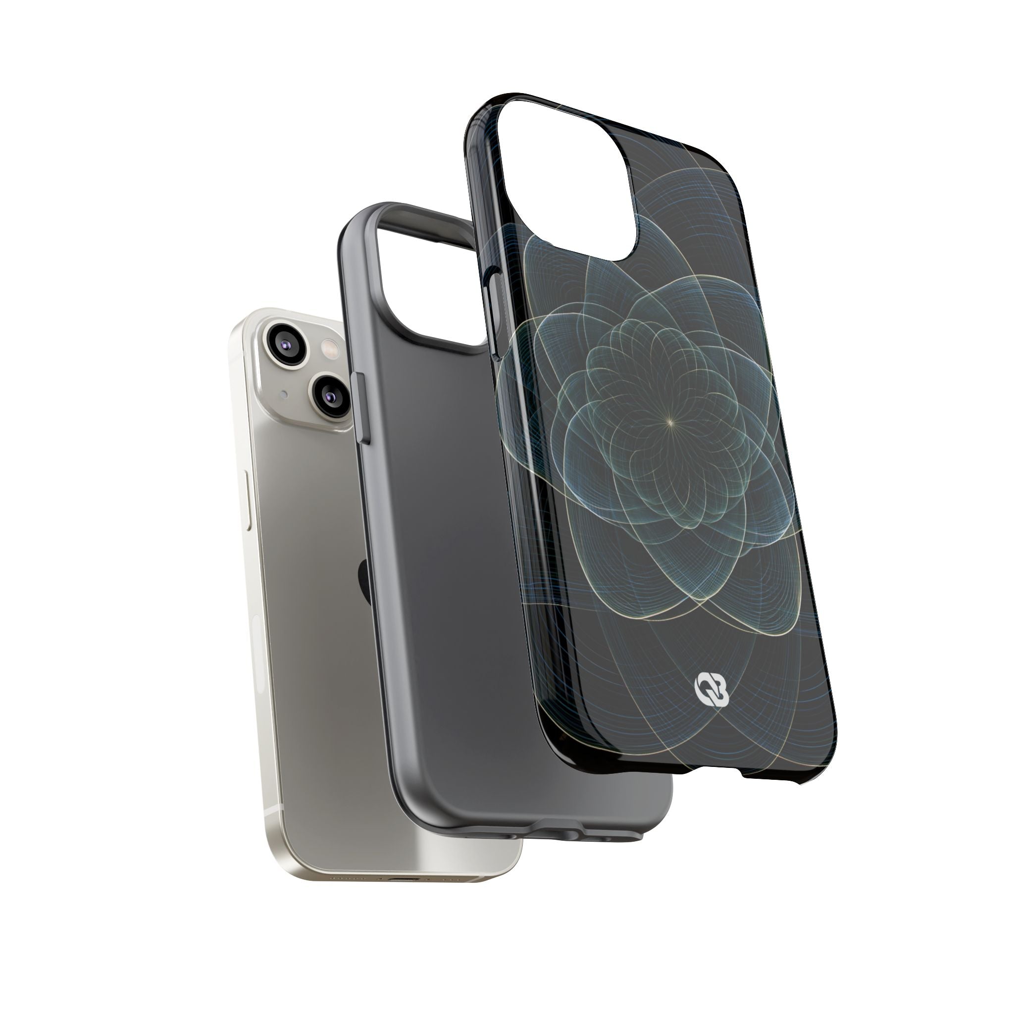 Blue Tough Phone Case for iPhone - Celestial Wireframe Bloom
