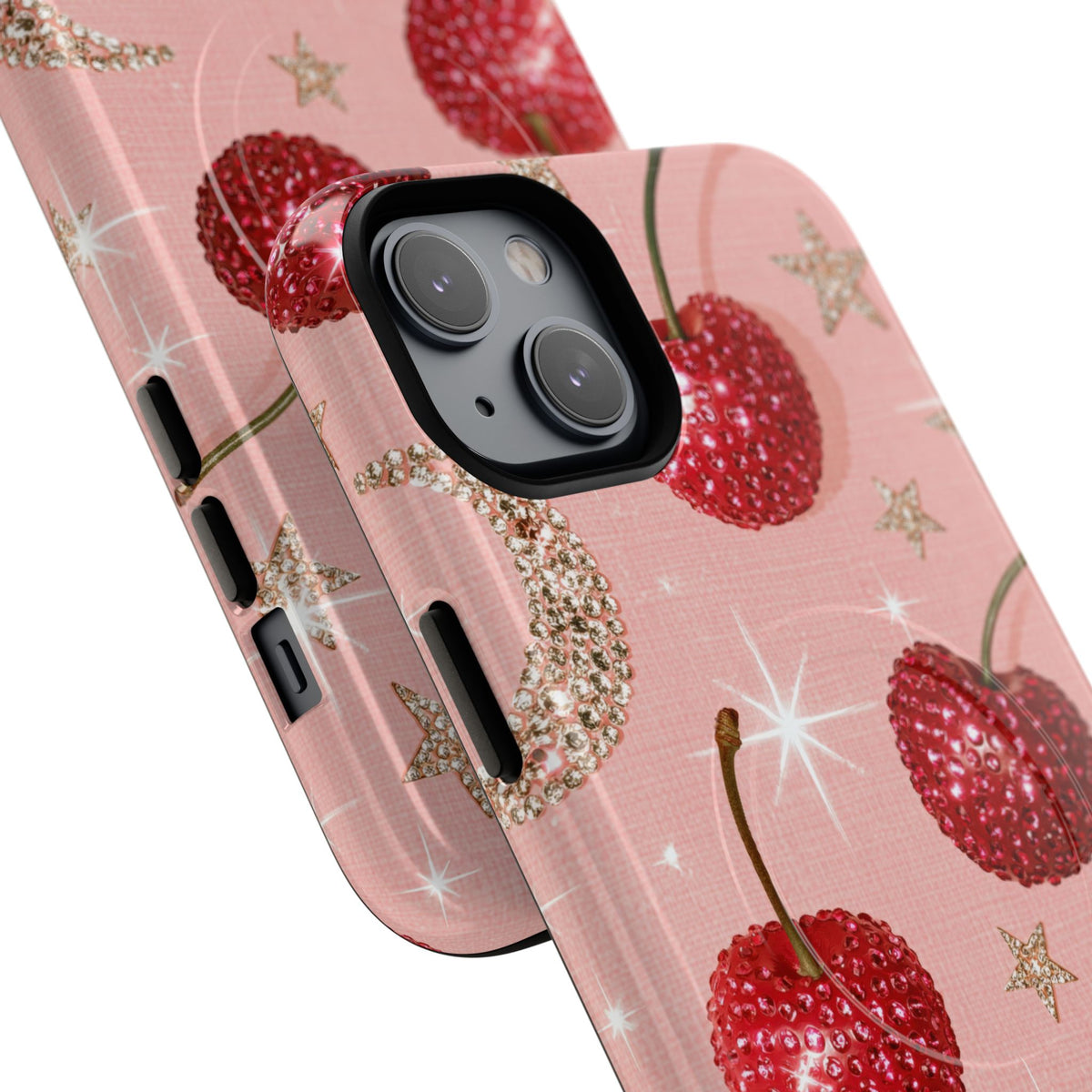 Bedazzled Ruby Cherries · Tough 2.0 Magnetic Phone Case for iPhone · Pink