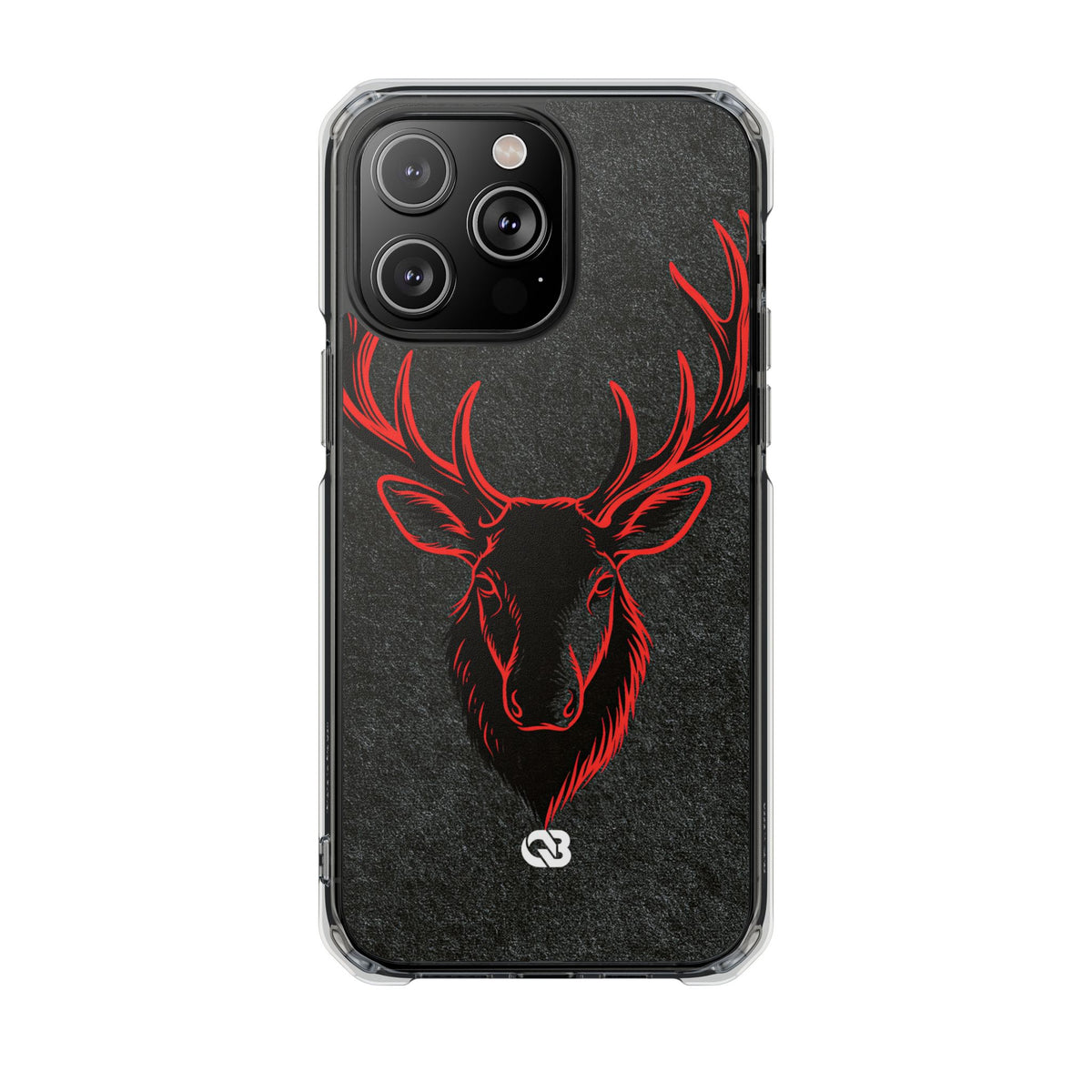 Nordic Crimson Stag · Clear Impact Magnetic Phone Case for iPhone · Black