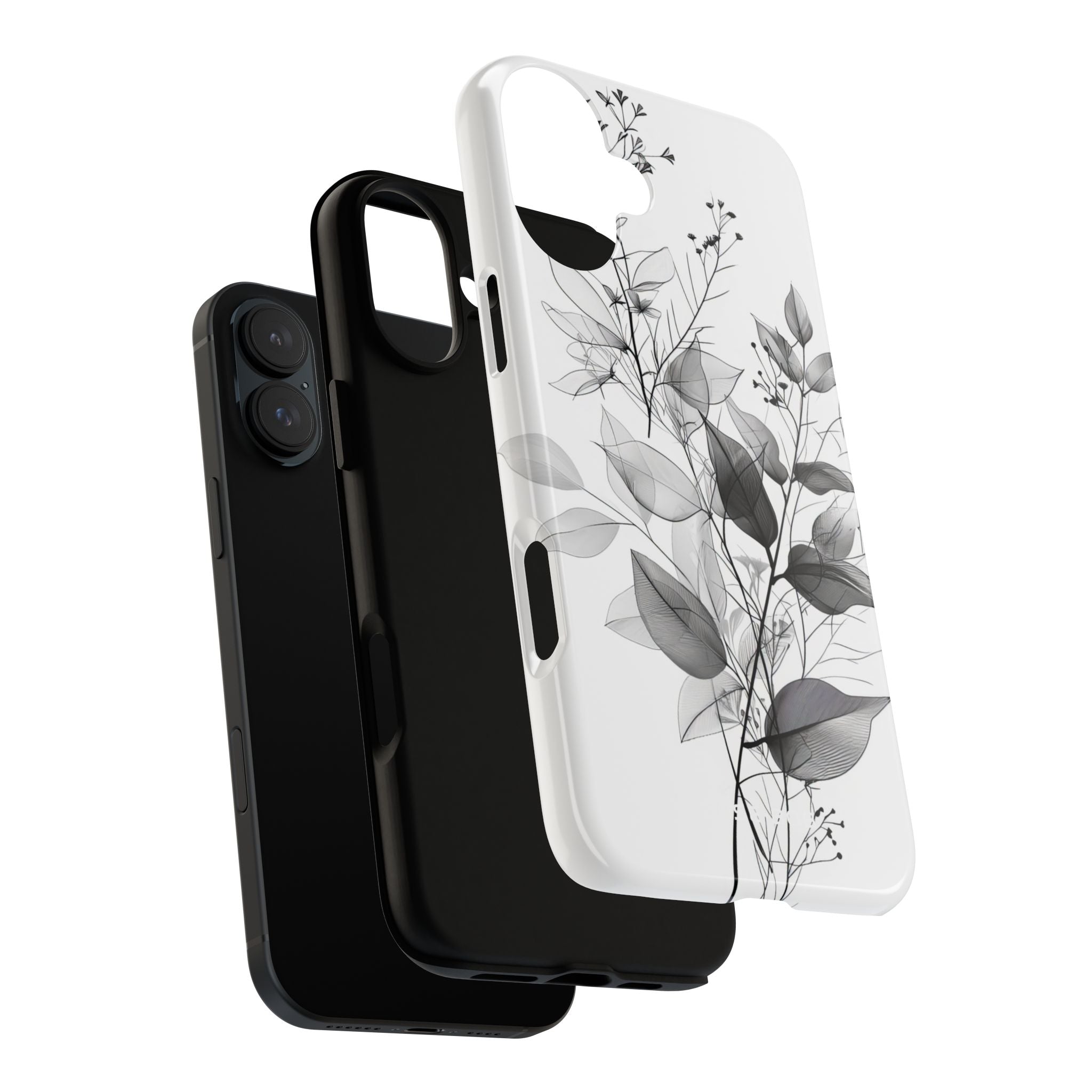 Gray Leaf Veil iPhone 16 Plus Case - Tough