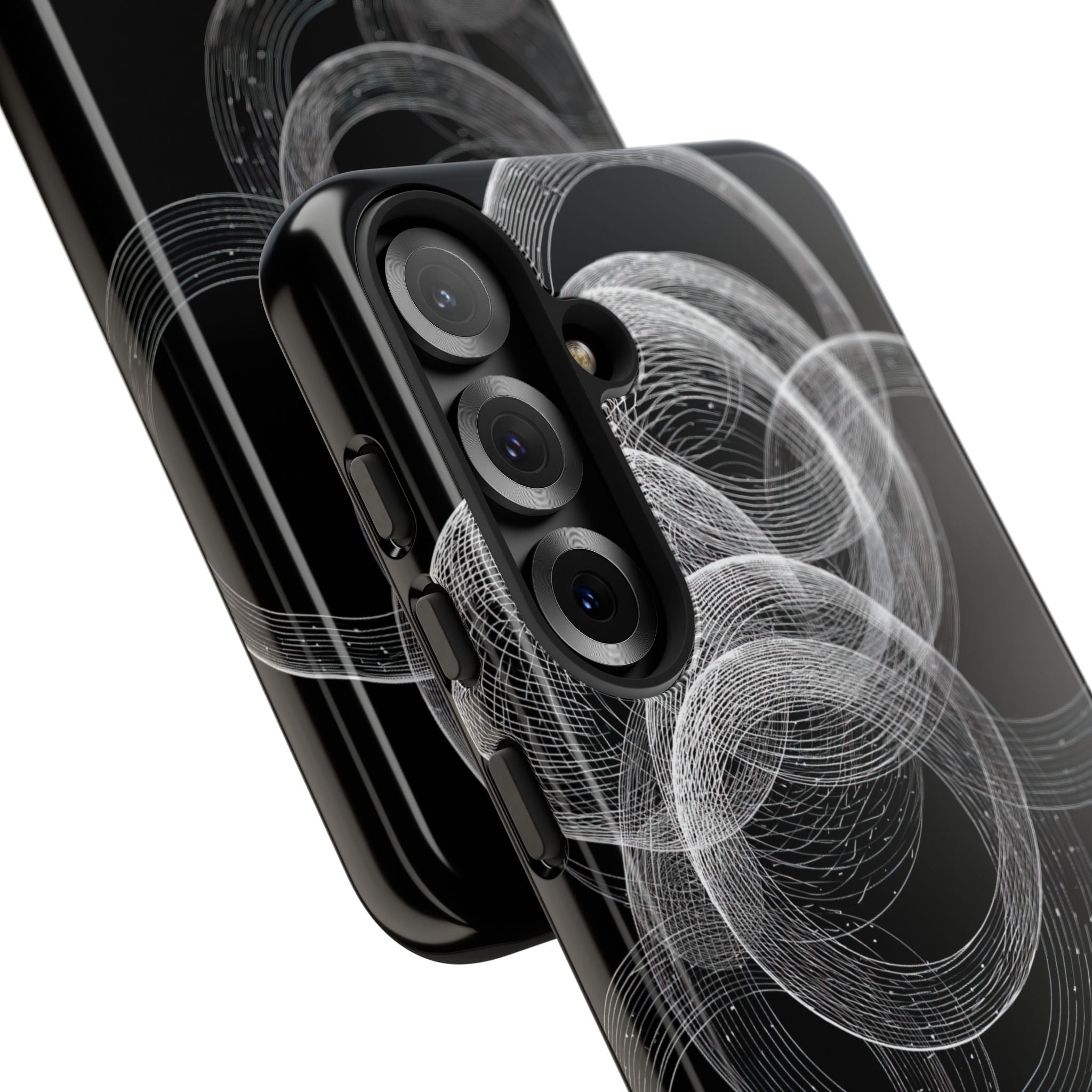Black Tough Phone Case for Samsung - Kinetic Wireframe Orbit