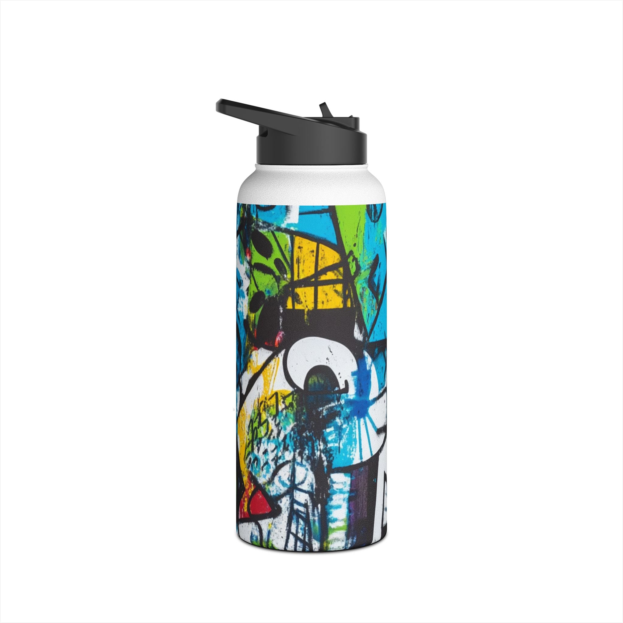Bold Shapes Blue - Stainless Steel Water Bottle