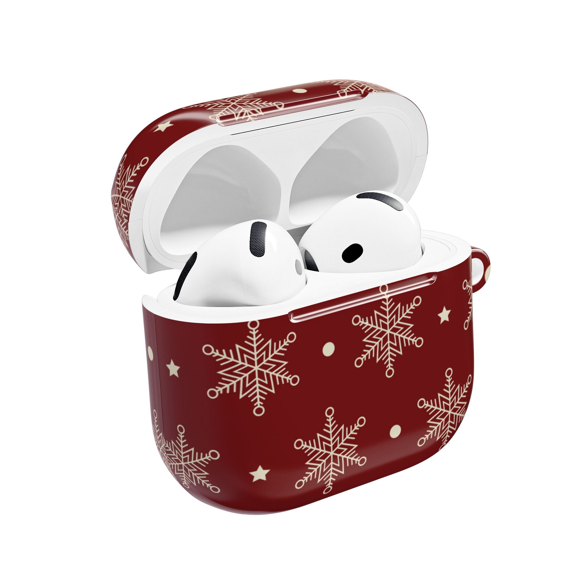 Cream Snowflakes Crimson - AirPods Case
