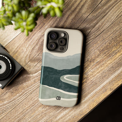 Green Tough Phone Case for iPhone - Misty Sage Valley