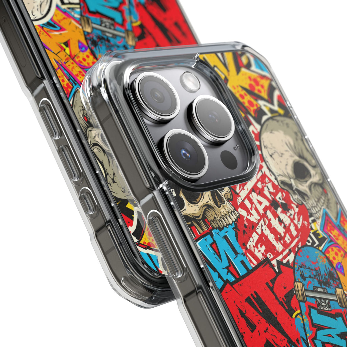 Skate Skull Riot · Clear Impact Magnetic Phone Case for iPhone · Red