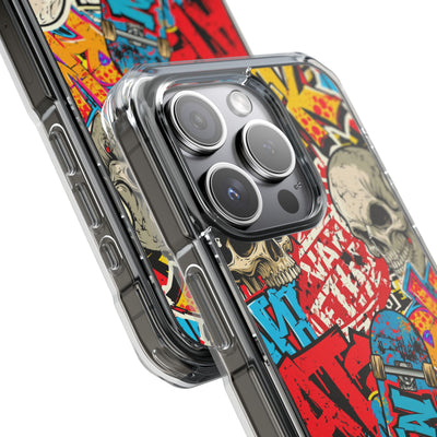 Skate Skull Riot · Clear Impact Magnetic Phone Case for iPhone · Red